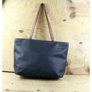 Bottega Veneta Black Coated Canvas Leather Marco Polo Tote Bag Vtg Italy 80's